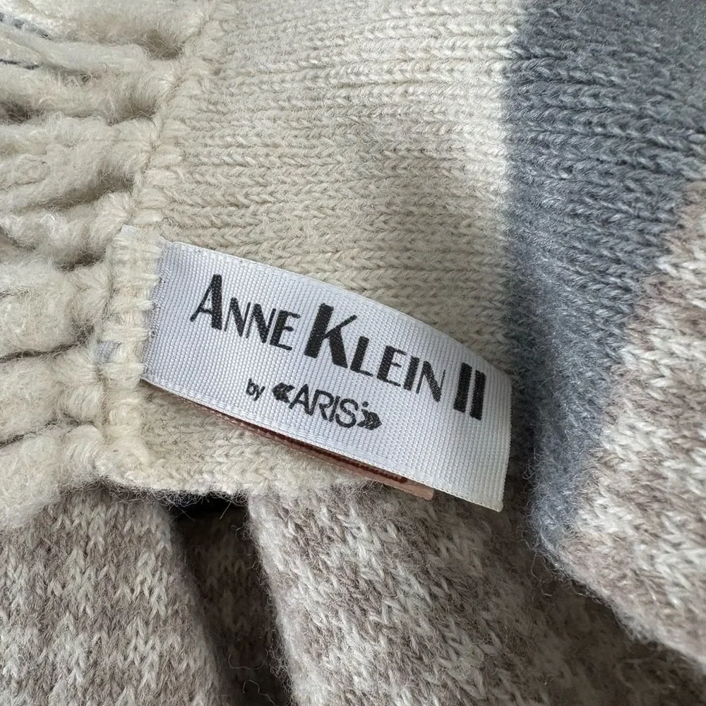 Anne Klein Boho Houndstooth Fringe Soft Wool Blend Scarf